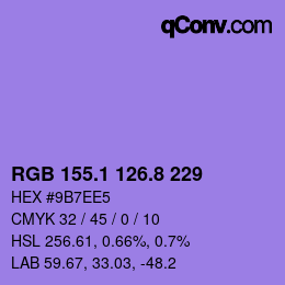 カラーコード: RGB 155.1 126.8 229 | qconv.com