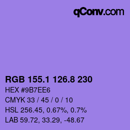 カラーコード: RGB 155.1 126.8 230 | qconv.com