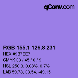 カラーコード: RGB 155.1 126.8 231 | qconv.com