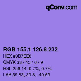 カラーコード: RGB 155.1 126.8 232 | qconv.com