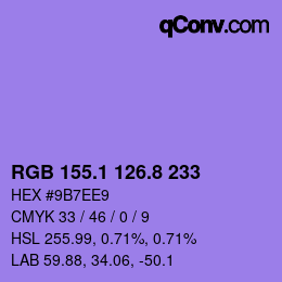 カラーコード: RGB 155.1 126.8 233 | qconv.com