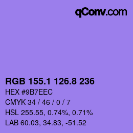 カラーコード: RGB 155.1 126.8 236 | qconv.com