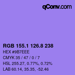 カラーコード: RGB 155.1 126.8 238 | qconv.com