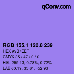 カラーコード: RGB 155.1 126.8 239 | qconv.com