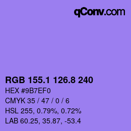 カラーコード: RGB 155.1 126.8 240 | qconv.com