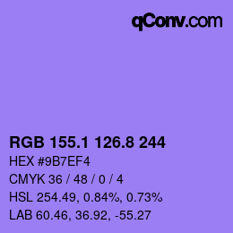 カラーコード: RGB 155.1 126.8 244 | qconv.com