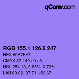 カラーコード: RGB 155.1 126.8 247 | qconv.com