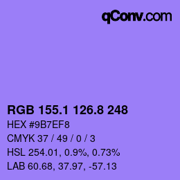 カラーコード: RGB 155.1 126.8 248 | qconv.com