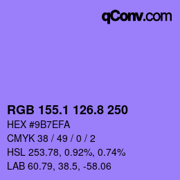 カラーコード: RGB 155.1 126.8 250 | qconv.com