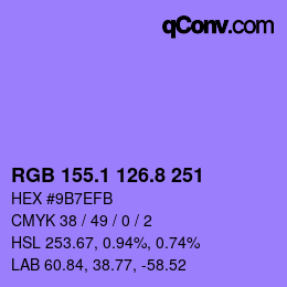 カラーコード: RGB 155.1 126.8 251 | qconv.com