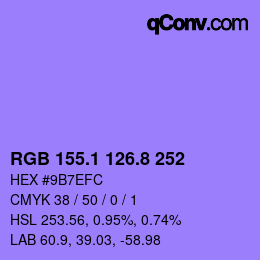 カラーコード: RGB 155.1 126.8 252 | qconv.com