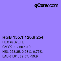 カラーコード: RGB 155.1 126.8 254 | qconv.com