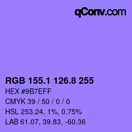 カラーコード: RGB 155.1 126.8 255 | qconv.com