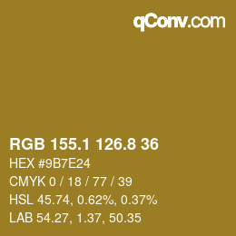 Color code: RGB 155.1 126.8 36 | qconv.com