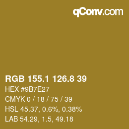 カラーコード: RGB 155.1 126.8 39 | qconv.com