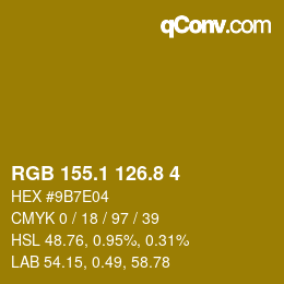 カラーコード: RGB 155.1 126.8 4 | qconv.com