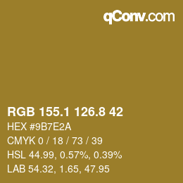 Color code: RGB 155.1 126.8 42 | qconv.com