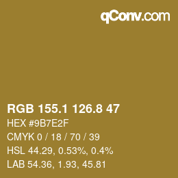 Color code: RGB 155.1 126.8 47 | qconv.com