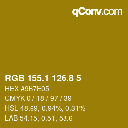 カラーコード: RGB 155.1 126.8 5 | qconv.com