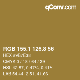 Color code: RGB 155.1 126.8 56 | qconv.com