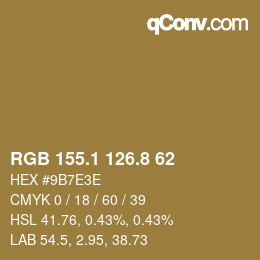 Color code: RGB 155.1 126.8 62 | qconv.com