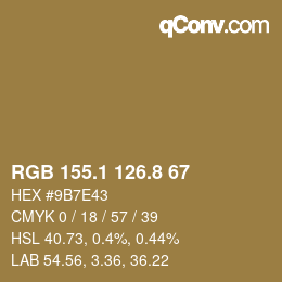 Color code: RGB 155.1 126.8 67 | qconv.com