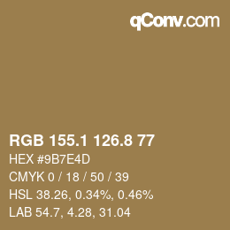 Color code: RGB 155.1 126.8 77 | qconv.com