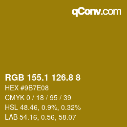 カラーコード: RGB 155.1 126.8 8 | qconv.com