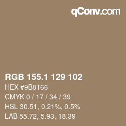 Color code: RGB 155.1 129 102 | qconv.com