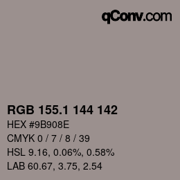 Color code: RGB 155.1 144 142 | qconv.com