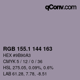 Color code: RGB 155.1 144 163 | qconv.com