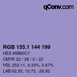 カラーコード: RGB 155.1 144 199 | qconv.com