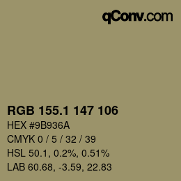 Color code: RGB 155.1 147 106 | qconv.com