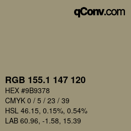 Color code: RGB 155.1 147 120 | qconv.com