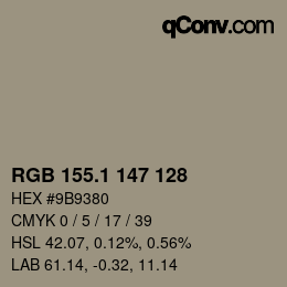 カラーコード: RGB 155.1 147 128 | qconv.com