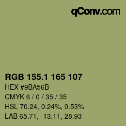 カラーコード: RGB 155.1 165 107 | qconv.com