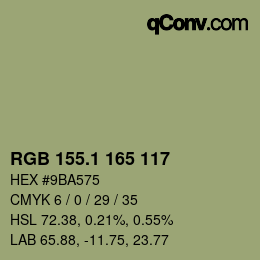 カラーコード: RGB 155.1 165 117 | qconv.com