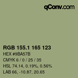カラーコード: RGB 155.1 165 123 | qconv.com