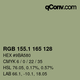 カラーコード: RGB 155.1 165 128 | qconv.com