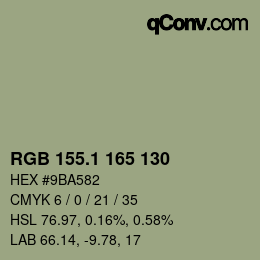 Color code: RGB 155.1 165 130 | qconv.com