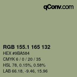 カラーコード: RGB 155.1 165 132 | qconv.com