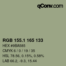 カラーコード: RGB 155.1 165 133 | qconv.com