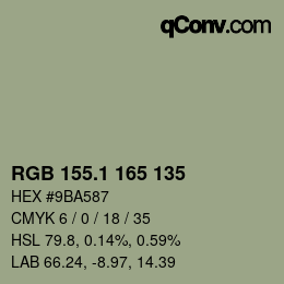 カラーコード: RGB 155.1 165 135 | qconv.com