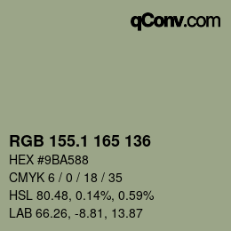 カラーコード: RGB 155.1 165 136 | qconv.com