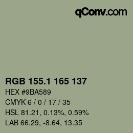 カラーコード: RGB 155.1 165 137 | qconv.com