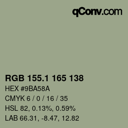 カラーコード: RGB 155.1 165 138 | qconv.com