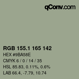 カラーコード: RGB 155.1 165 142 | qconv.com