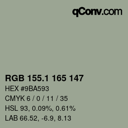 カラーコード: RGB 155.1 165 147 | qconv.com