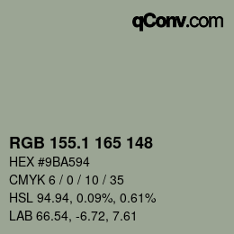カラーコード: RGB 155.1 165 148 | qconv.com