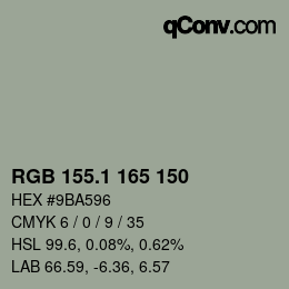 カラーコード: RGB 155.1 165 150 | qconv.com